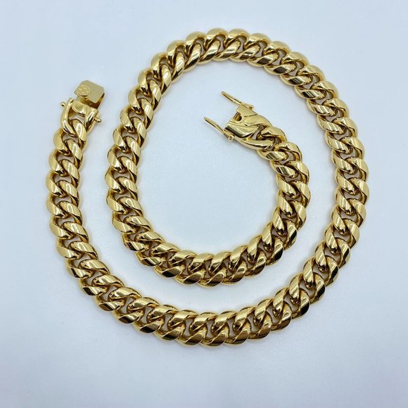 8mm Titanium Gold Cuban Chain